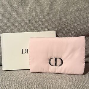 Dior GWP Soft Puff Pink Clutch Pouch with Silver Logo